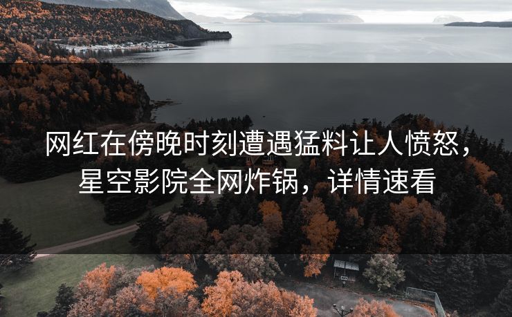 网红在傍晚时刻遭遇猛料让人愤怒,星空影院全网炸锅,详情速看