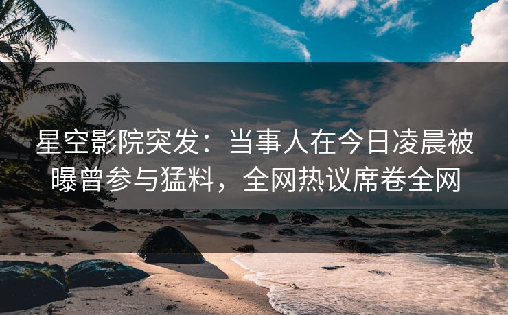 星空影院突发：当事人在今日凌晨被曝曾参与猛料，全网热议席卷全网