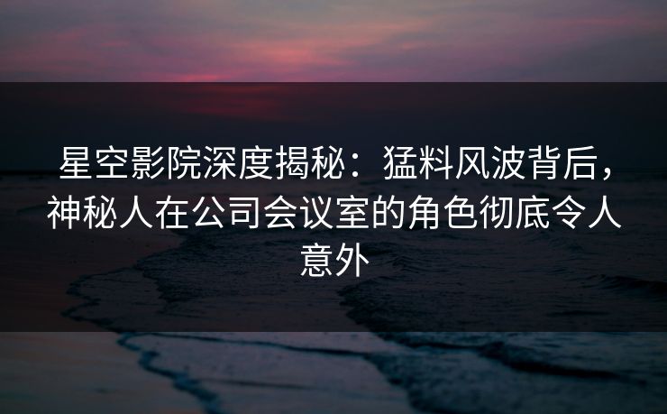 星空影院深度揭秘：猛料风波背后，神秘人在公司会议室的角色彻底令人意外