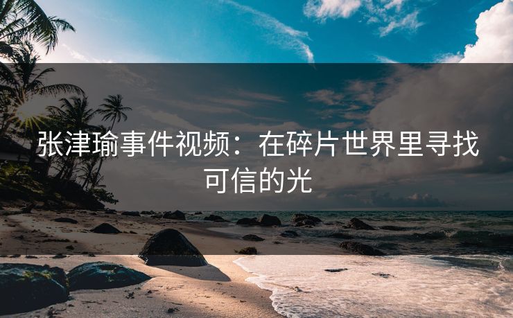 张津瑜事件视频：在碎片世界里寻找可信的光
